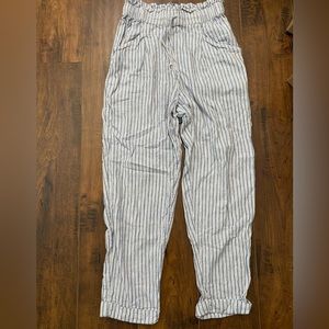 ae blue and white striped linen pants